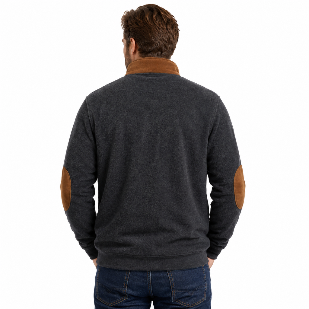 Herrpullover med Halvdragkedja | Fodrad Krage & Långa Ärmar | Regular Passform för Vardag, Arbete & Lagerlooks | Olsson