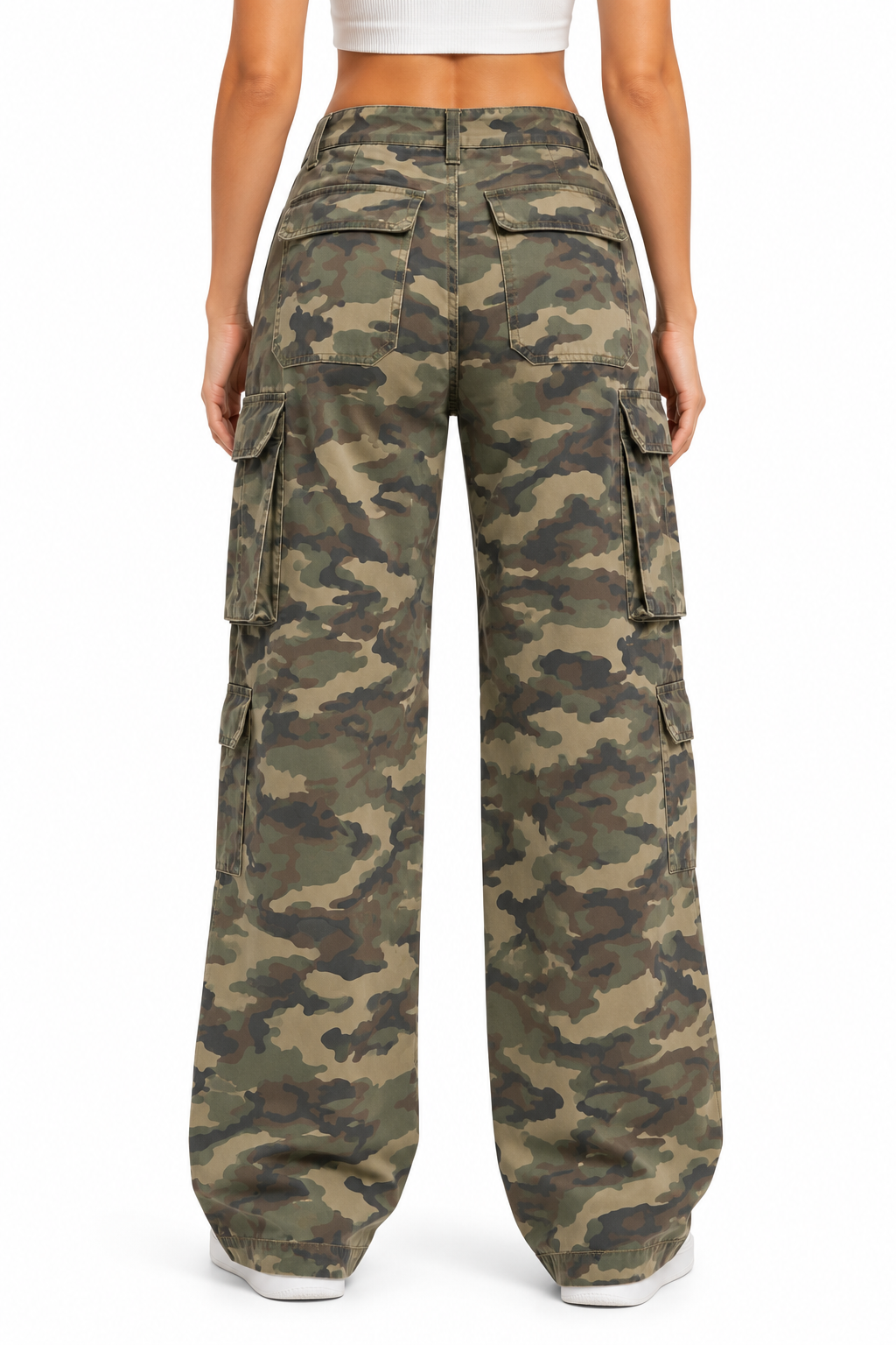 Dam Cargo-Jeans med Kamouflage | Stretch i Midjan & Normal Passform | Cargo-Byxor för Vardag & Avslappnade Outfits | Olsson