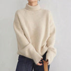 Damstickad Tröja i Ull | Rullkrage & Ribbade Detaljer | Långärmad Pullover för Höst- & Vinterlager | Olsson