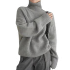 Damstickad Tröja i Ull | Rullkrage & Ribbade Detaljer | Långärmad Pullover för Höst- & Vinterlager | Olsson