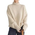 Damstickad Tröja i Ull | Rullkrage & Ribbade Detaljer | Långärmad Pullover för Höst- & Vinterlager | Olsson