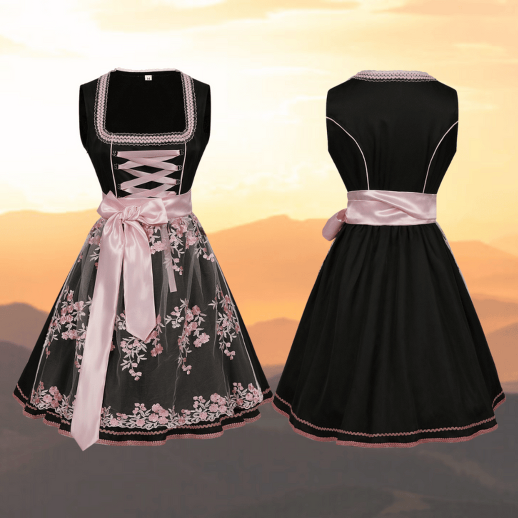 Dam Traditionell Kostym i Polyesterblandning | Snörklänning med Blus & Förkläde | Oktoberfest & Festivaloutfit | Olsson
