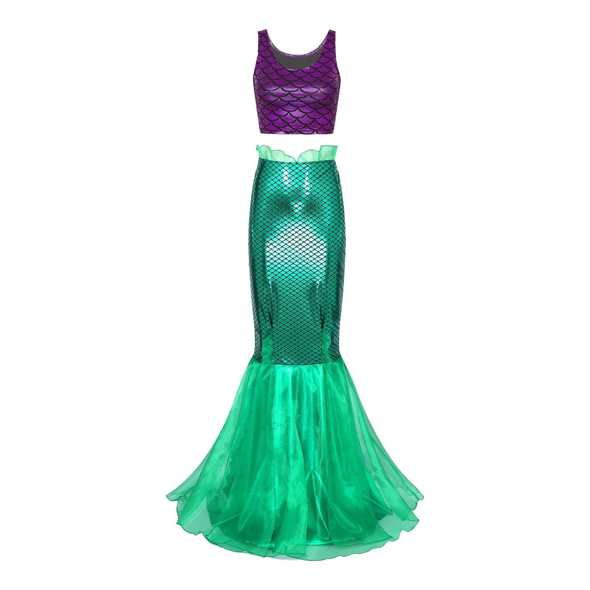 Dam Havfrukostym i Polyester & Organza | Glittrande Skäloverdel | Lager-på-Lager Kjol för Halloween & Temafester | Olsson