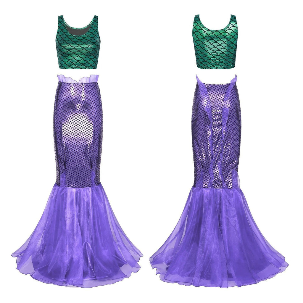 Dam Havfrukostym i Polyester & Organza | Glittrande Skäloverdel | Lager-på-Lager Kjol för Halloween & Temafester | Olsson