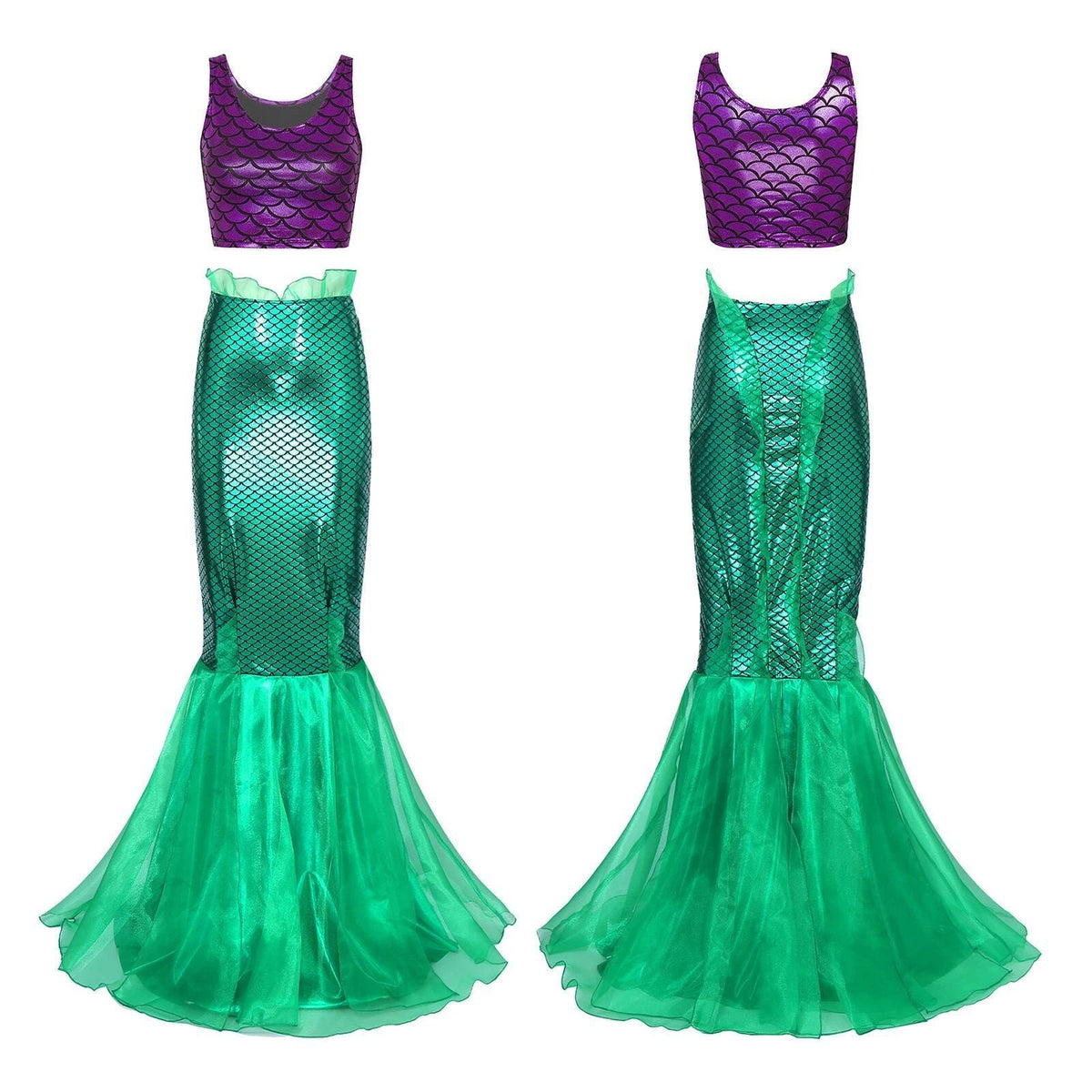 Dam Havfrukostym i Polyester & Organza | Glittrande Skäloverdel | Lager-på-Lager Kjol för Halloween & Temafester | Olsson