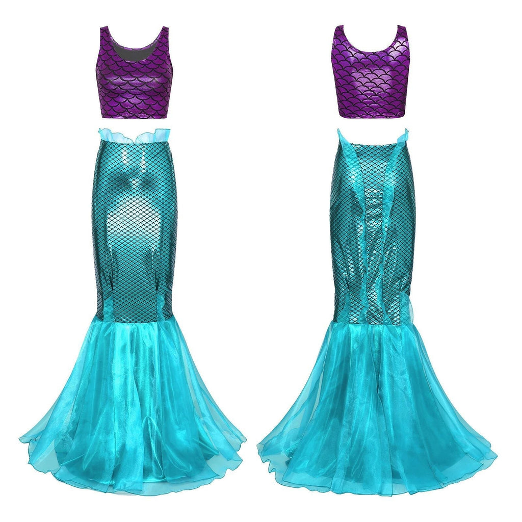 Dam Havfrukostym i Polyester & Organza | Glittrande Skäloverdel | Lager-på-Lager Kjol för Halloween & Temafester | Olsson