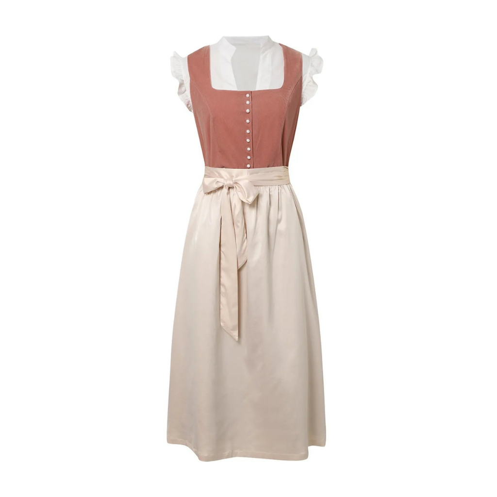 Dam Dirndl Midi-Klänning i Polyester | Kortärmad Bayerskt Inspirerad Design | Festklänning för Oktoberfest & Temafester | Olsson
