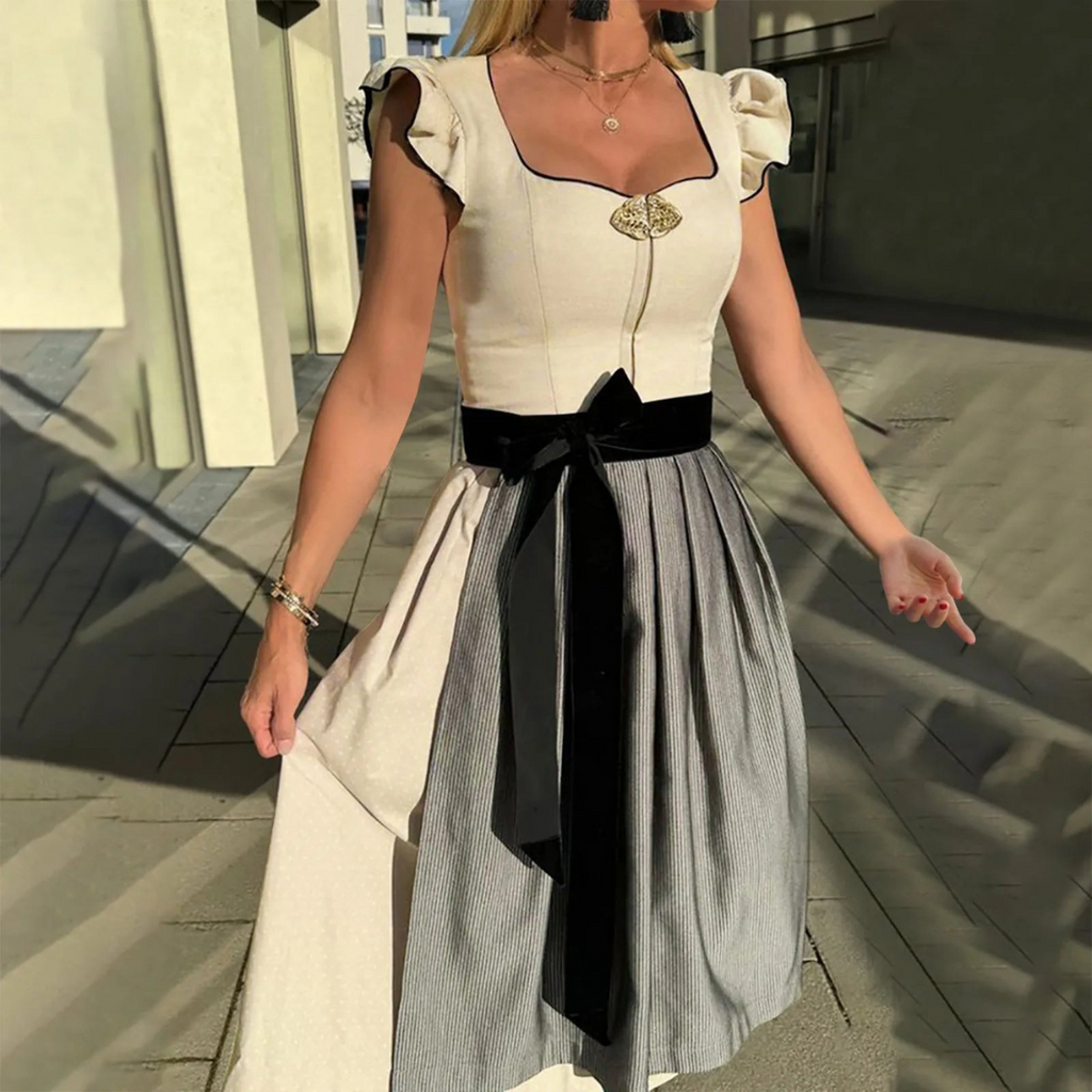 Dam Dirndl-Klänning i Bomullsblandning | Ärmlös Midi-Design | Spetsdetaljer för Oktoberfest, Festivaler & Temaevenemang | Olsson