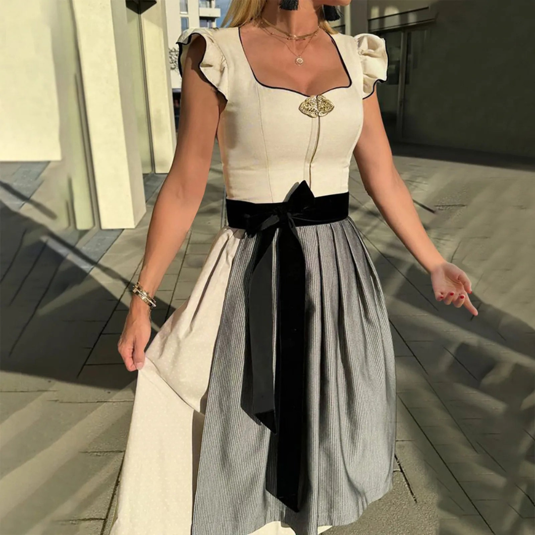 Dam Dirndl-Klänning i Bomullsblandning | Ärmlös Midi-Design | Spetsdetaljer för Oktoberfest, Festivaler & Temaevenemang | Olsson