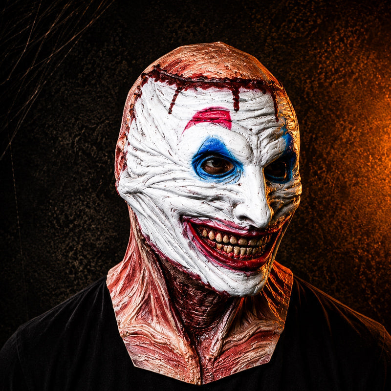 Dubbel Skräckmask i Latex | Avtagbar Ansiktsdel med Skiktad Maskkonstruktion | Halloween Kostym & Temafest | Olsson