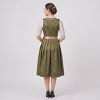 Dam Dirndl-Klänning i Bomullsblandning | Figursytt Liv & Blomsterrosett | Knälång Outfit för Oktoberfest & Festivaler | Olsson