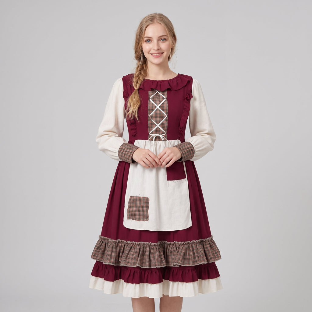 Dam Dirndl Klänning i Polyester - A-Linje Passform och Broderade Detaljer - Traditionell Festklänning för Oktoberfest - Olsson