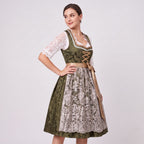 Dam Dirndl-Klänning i Bomullsblandning | Figursytt Liv & Blomsterrosett | Knälång Outfit för Oktoberfest & Festivaler | Olsson