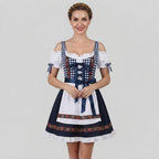 Dam Dirndl-Klänning i Polyester | Fyrkantig Halsringning & Förkläde | Bayerskt Inspirerad Kostym för Oktoberfest | Olsson