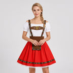Dam Dirndl-Klänning i Polyester | Carmen-Hals & Puffärmar | Spets- & Guldfärgade Detaljer för Oktoberfest | Olsson
