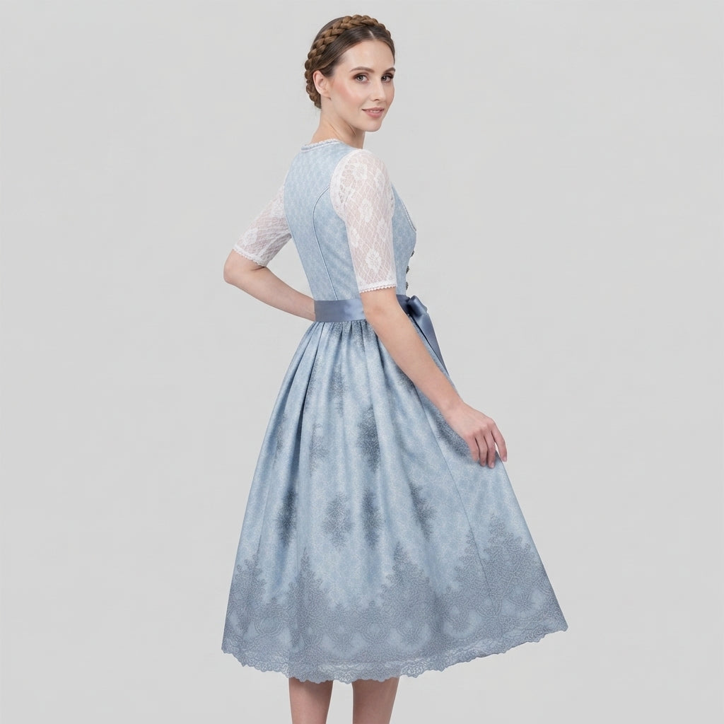 Dam Dirndl-Klänning i Polyester | Figursytt Livstycke & Utsvängd Kjol | Traditionell Festklänning för Oktoberfest | Olsson