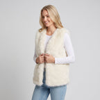 Dam Fuskpälsväst i Polyester | Lös Passform & Öppen Front | Ärmlös Väst för Höst, Vinter & Vardagliga Lagerlooks | Olsson