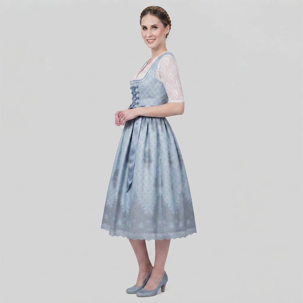 Dam Dirndl-Klänning i Polyester | Figursytt Livstycke & Utsvängd Kjol | Traditionell Festklänning för Oktoberfest | Olsson