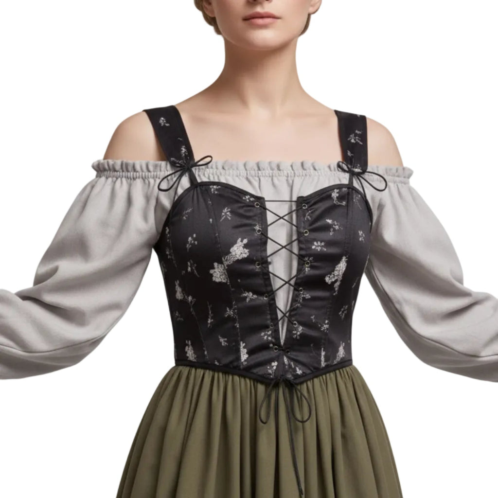 Dam Trachtenklänning i Polyester | Regular Passform & Puffärmar | Traditionellt Inspirerad Folkdräkt för Oktoberfest & Fester | Olsson