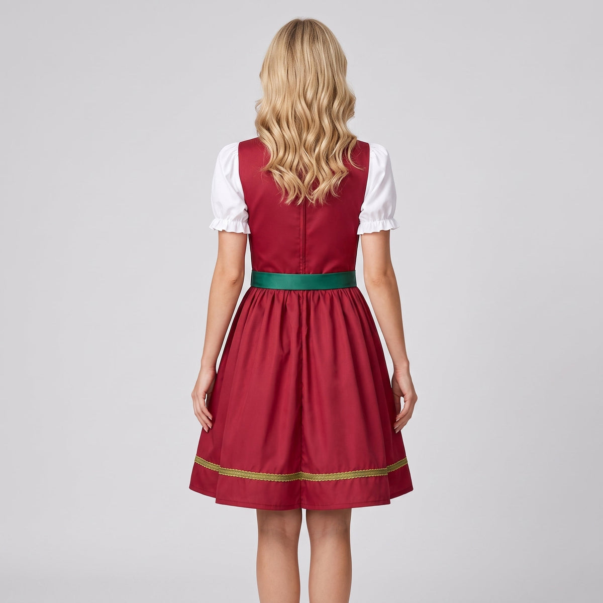 Dam Oktoberfestklänning i Polyester | Snörning & Förkläde | Korta Puffärmar för Folkfester & Temaevenemang | Olsson