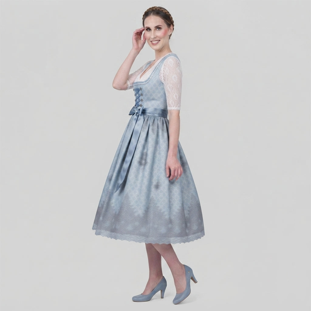 Dam Dirndl-Klänning i Polyester | Figursytt Livstycke & Utsvängd Kjol | Traditionell Festklänning för Oktoberfest | Olsson