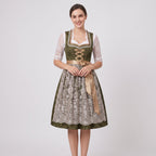 Dam Dirndl-Klänning i Bomullsblandning | Figursytt Liv & Blomsterrosett | Knälång Outfit för Oktoberfest & Festivaler | Olsson