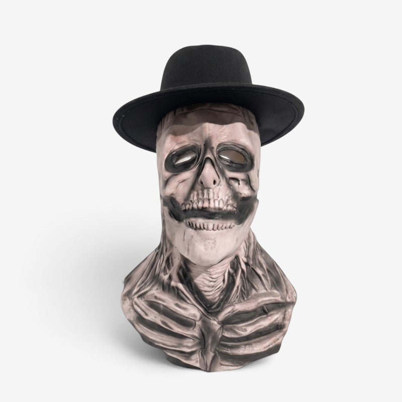 Skelettmask i Latex | Helansiktsdesign med Valfri Hatt | Kostymtillbehör för Halloween och Cosplay | Olsson