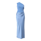 Dam Maxiklänning i Satin | Asymmetrisk Enaxeldesign & Öppen Rygg | Ärmlös Bodycon-Klänning för Fester & Aftonevenemang | Olsson