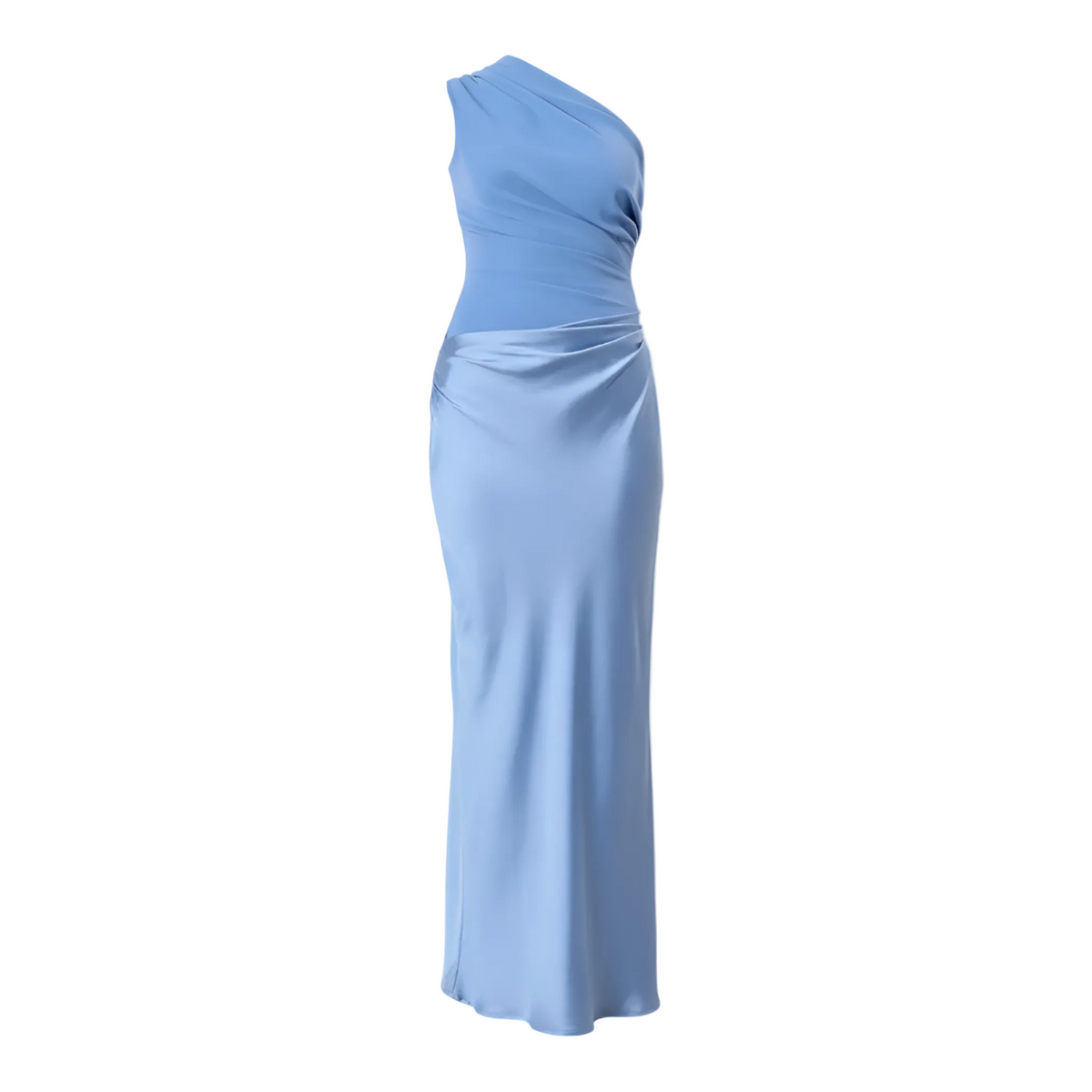 Dam Maxiklänning i Satin | Asymmetrisk Enaxeldesign & Öppen Rygg | Ärmlös Bodycon-Klänning för Fester & Aftonevenemang | Olsson