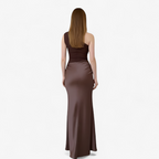 Dam Maxiklänning i Satin | Asymmetrisk Enaxeldesign & Öppen Rygg | Ärmlös Bodycon-Klänning för Fester & Aftonevenemang | Olsson