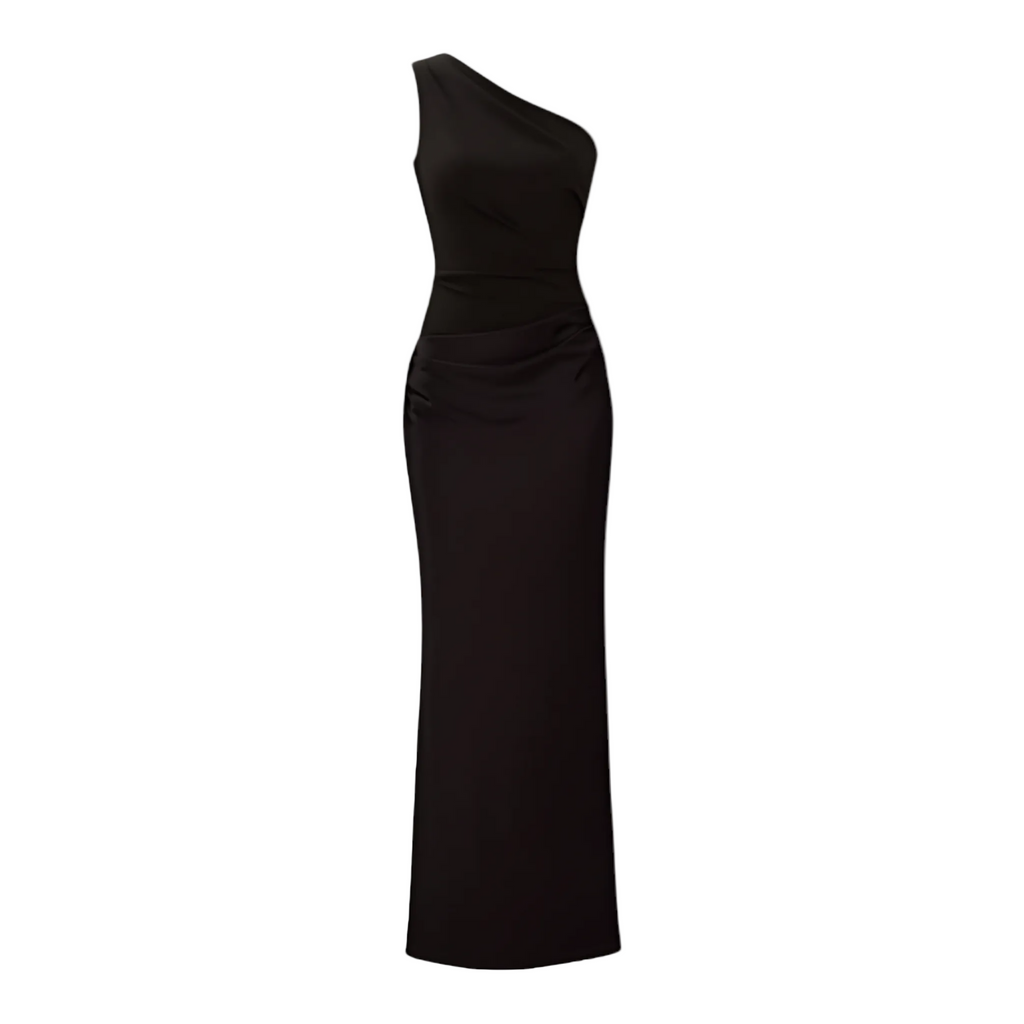 Dam Maxiklänning i Satin | Asymmetrisk Enaxeldesign & Öppen Rygg | Ärmlös Bodycon-Klänning för Fester & Aftonevenemang | Olsson
