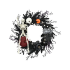 Halloweenkrans i Plast | Hängande Skelett- och Pumpadekoration | För Dörr Vägg & Täckt Utomhusmiljö | Olsson
