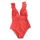 Dam Baddräkt - Polyester Baddräkt Med Volangdetaljer Och Bindband