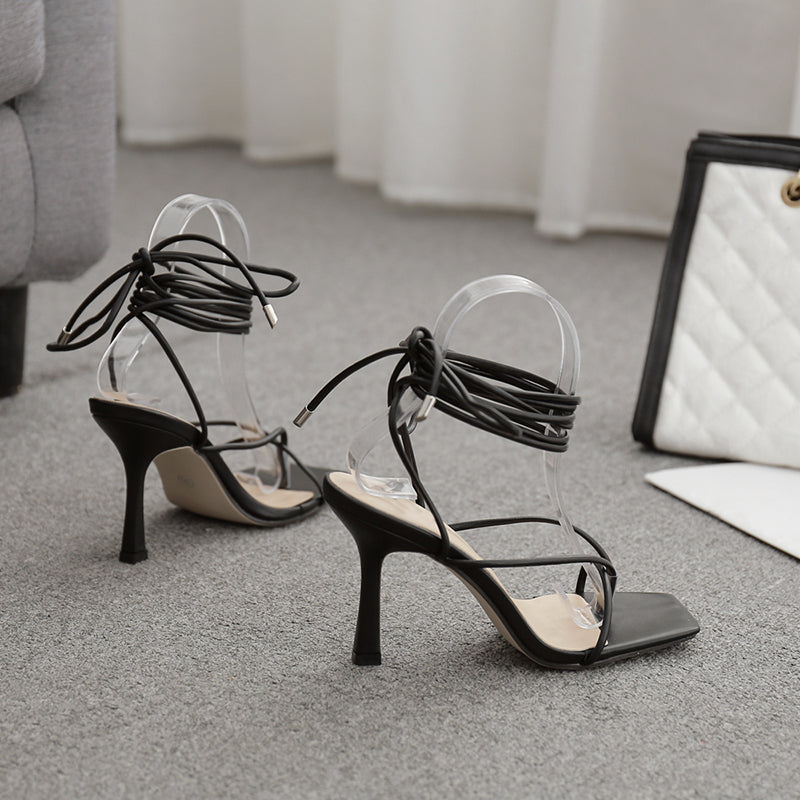 Snörskor Med Peep Toe – Pumps Med Tunn Klack För Kvinnor