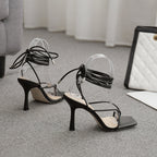 Snörskor Med Peep Toe – Pumps Med Tunn Klack För Kvinnor