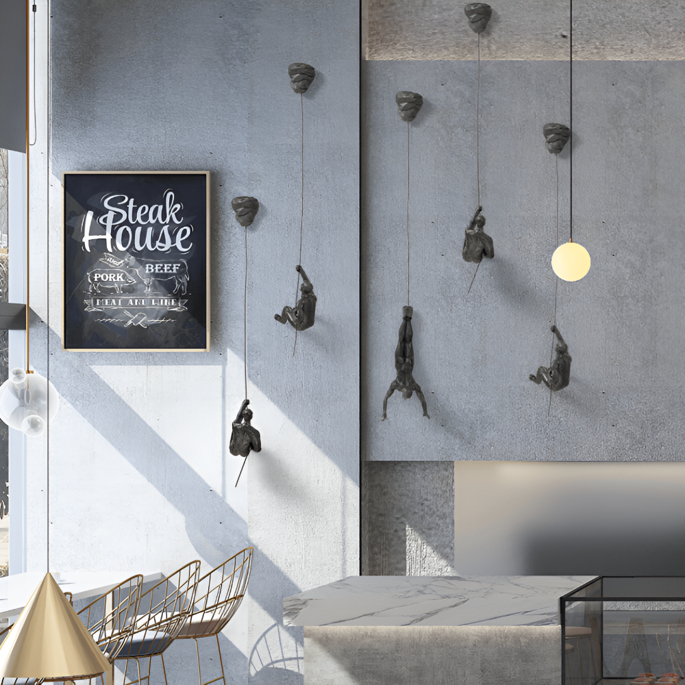 Kreativt Väggkonst Set | Klättrande Man Dekor Ornament för Unik Inredningsestetik