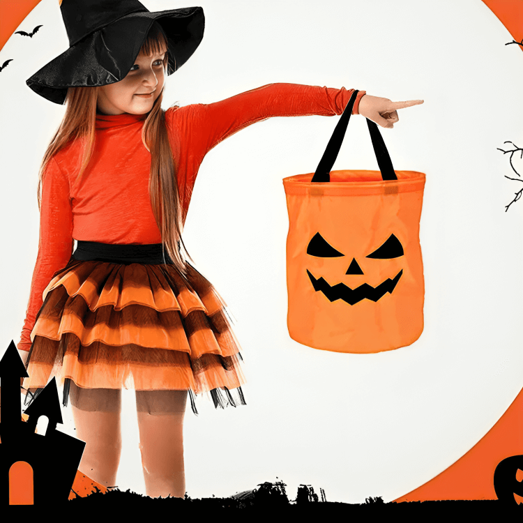 Halloween Pumpakorg i PVC | Hopfällbar Trick-or-Treat Korg med LED-Belysning | Godiskorg för Halloweenaktiviteter | Olsson