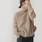 Damstickad Tröja i Ull | Rullkrage & Ribbade Detaljer | Långärmad Pullover för Höst- & Vinterlager | Olsson