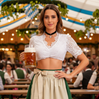 Dam Oktoberfest-Topp i Polyester | Ärmlös V-Hals & Vävd Design | Bayerskt Inspirerad Topp för Festivaler & Temaevenemang | Olsson