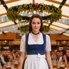 Dam Oktoberfest-Topp i Polyester | Ärmlös V-Hals & Vävd Design | Bayerskt Inspirerad Topp för Festivaler & Temaevenemang | Olsson