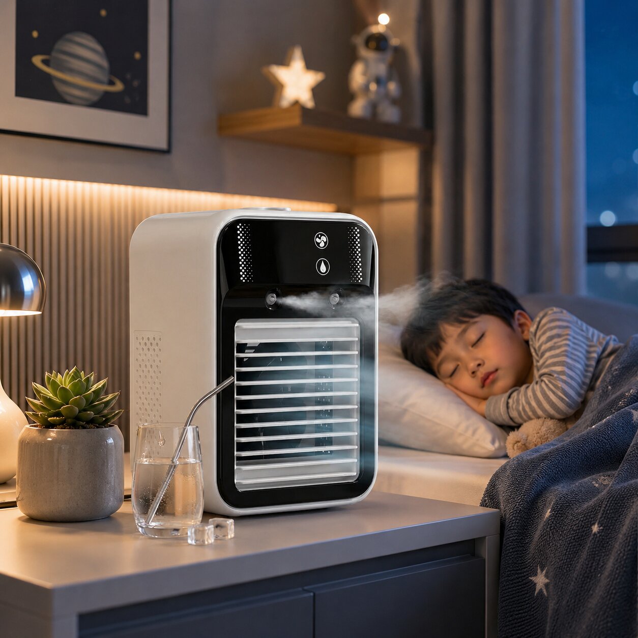 Mobil Luftkylare Med Sprutdimma Och USB-C Uppladdning - 3 Fläktlägen - Coolvento
