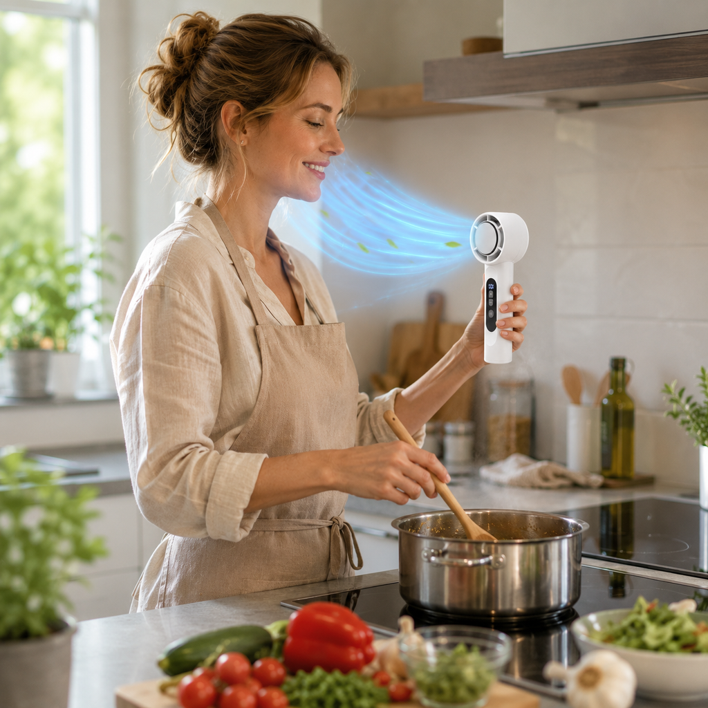 Bärbar Fläkt - Plast USB-Uppladdningsbar Bärbar Fläkt Med LED-Display