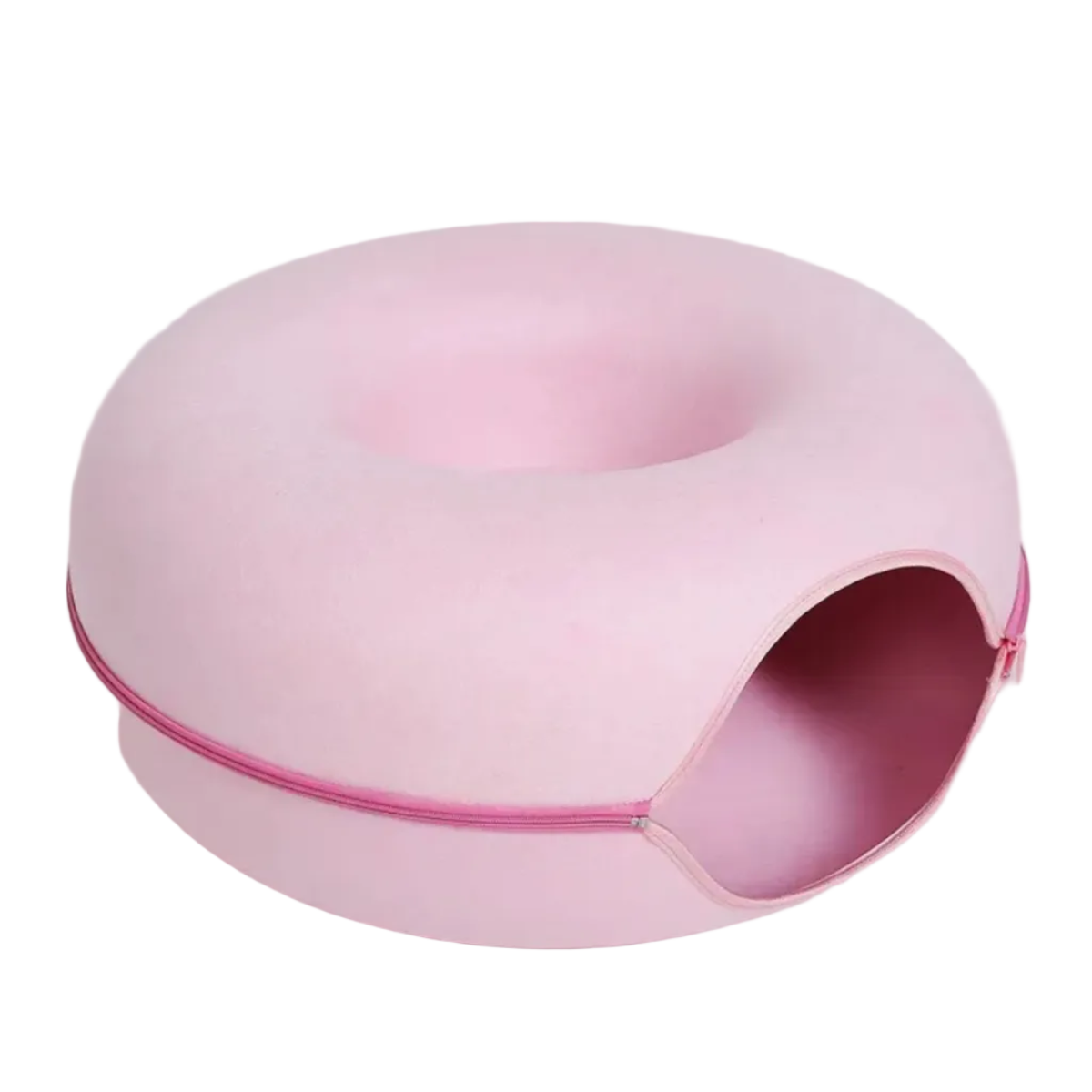 Donut Kattbädd med Dubbellager Tunnel | Kattbädd i Filt med Avtagbart Överdrag | Viloplats & Lekplats för Innekatter | Olsson