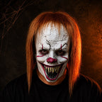 Clownmask i Latex och Silikon | Heltäckande Ansiktsdesign med Orange Hår och Tänder | Halloween Cosplay & Temafest | Olsson