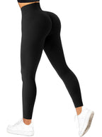 Högmidjade Leggings – Enfärgade Hellånga Träningsbyxor