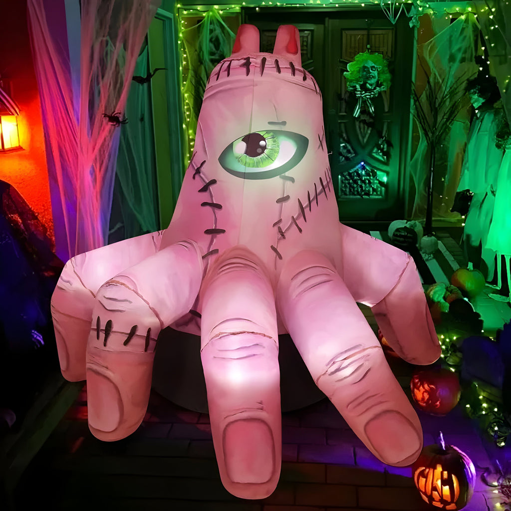 Uppblåsbar Halloween Spökhand | Integrerad LED-Belysning & Uppblåsbar Design | Trädgårdsdekoration för Fester & Säsongsbruk | Olsson