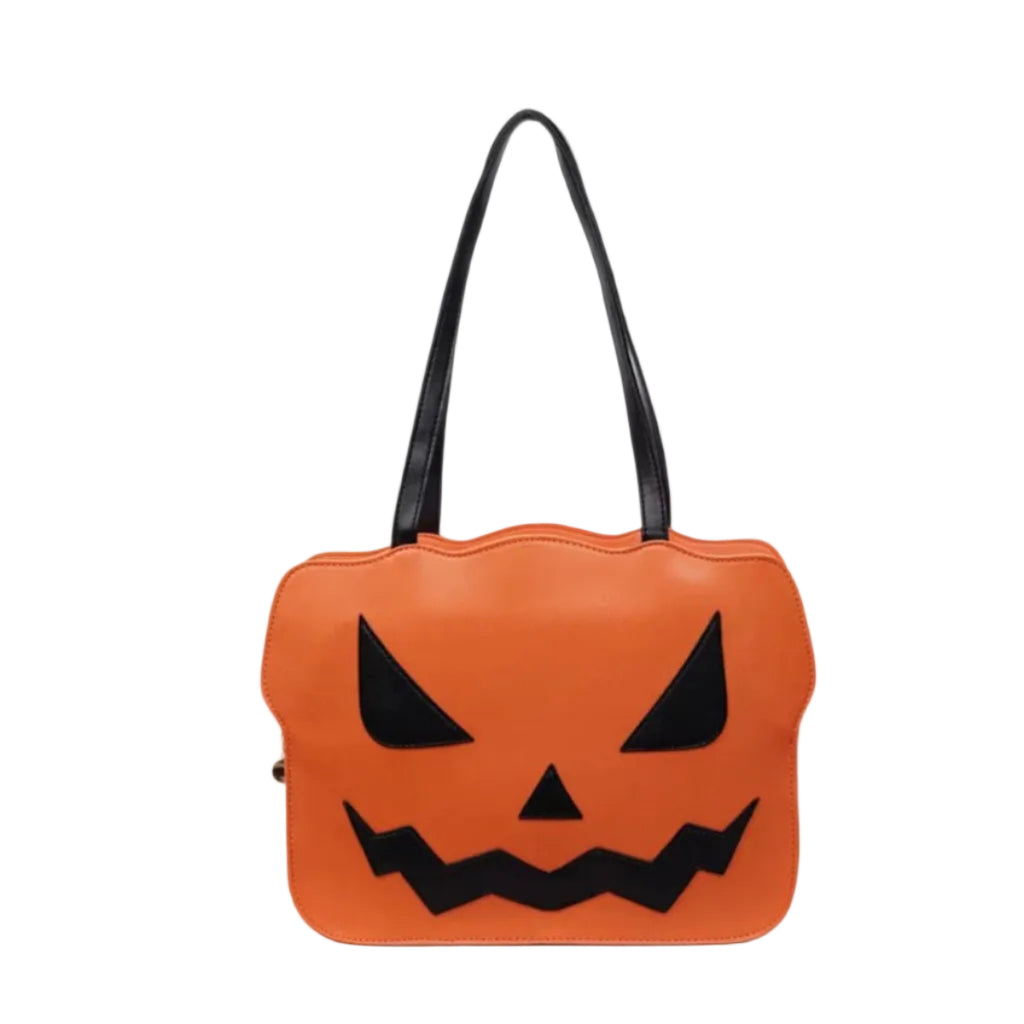 Halloween Messenger-Väska i PU | Kompakt Fyrkantig Väska med Pumpadesign | Förvaring för Vardagsbruk & Halloween | Olsson