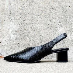 Slingback Skor Med Spetsig Tå – Kitten Heel Skor Med Elastiskt Band