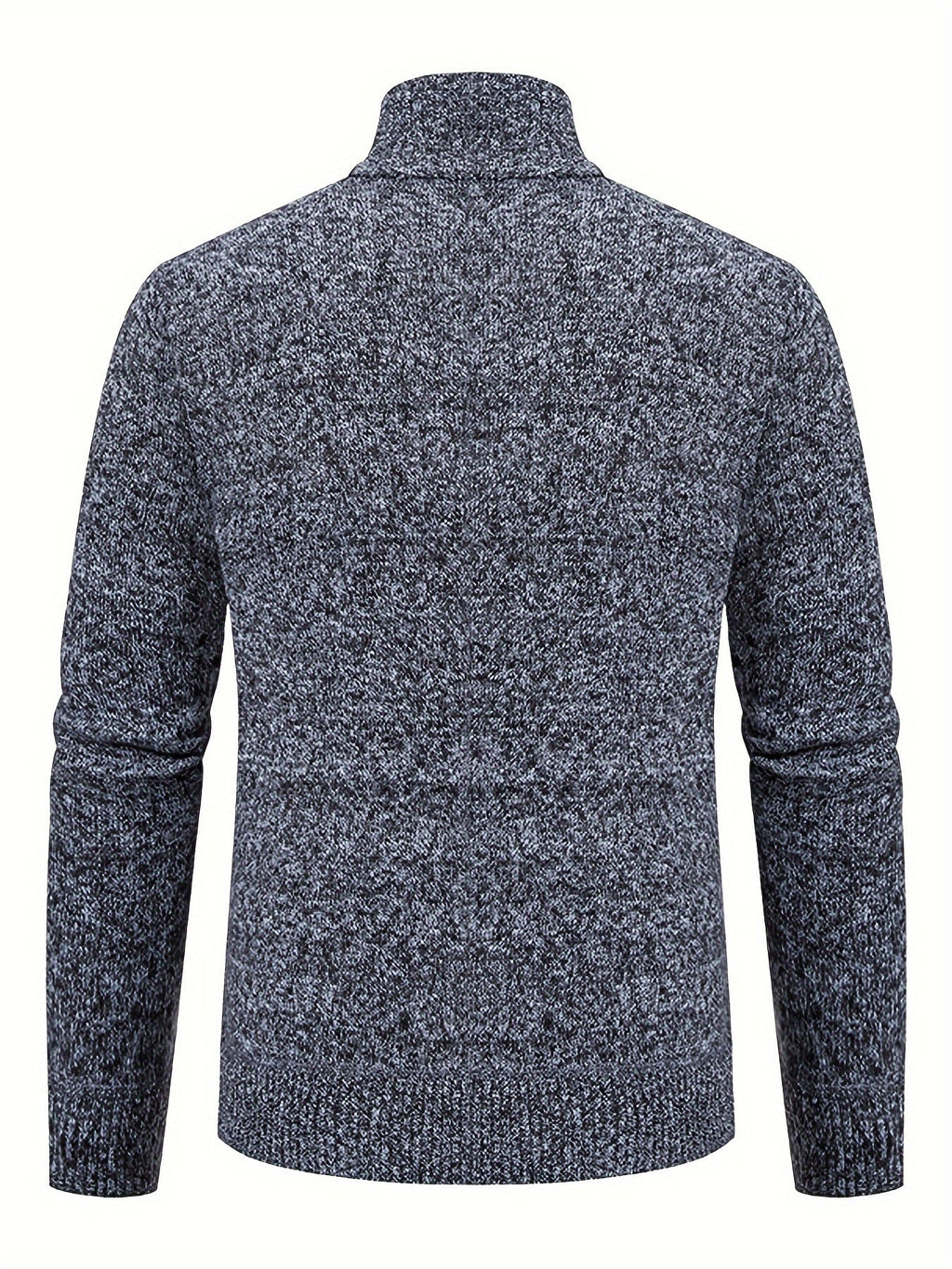 Herr Stickad Cardigan i Akryl | Hög Krage & Genomgående Dragkedja | Fodrad Strukturstickning för Vardag, Höst & Vinter | Olsson