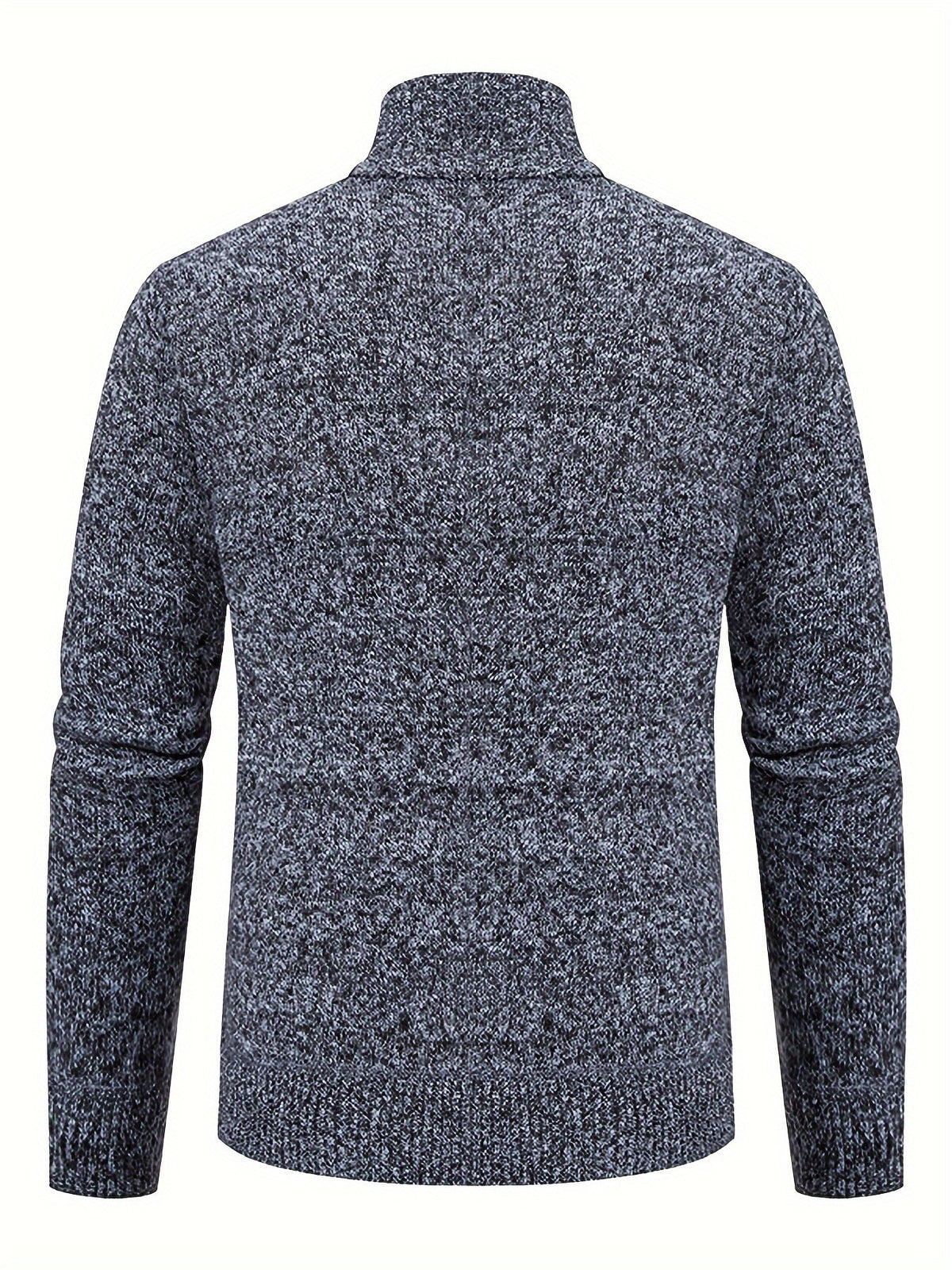 Herr Stickad Cardigan i Akryl | Hög Krage & Genomgående Dragkedja | Fodrad Strukturstickning för Vardag, Höst & Vinter | Olsson